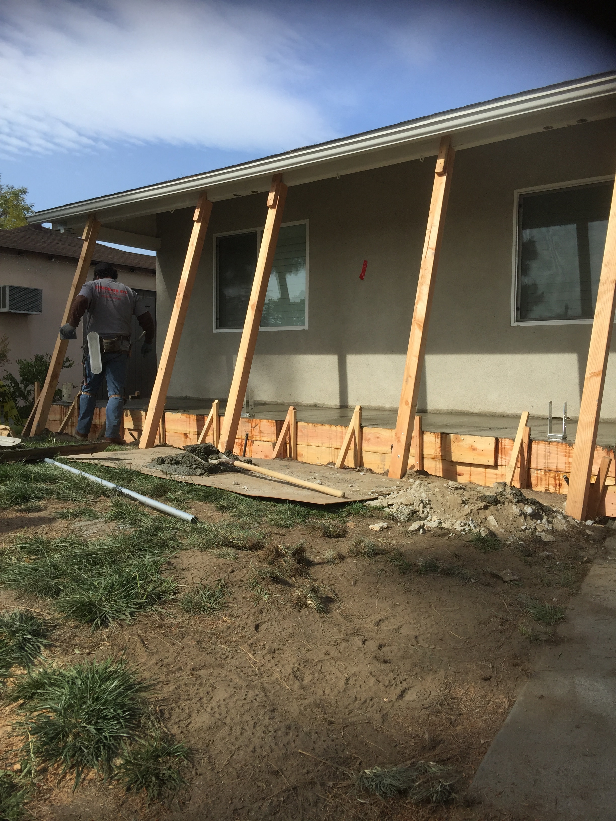 Concrete porch landing foundation under construction at a Burbank residential property — Concrete Etc., Inc.