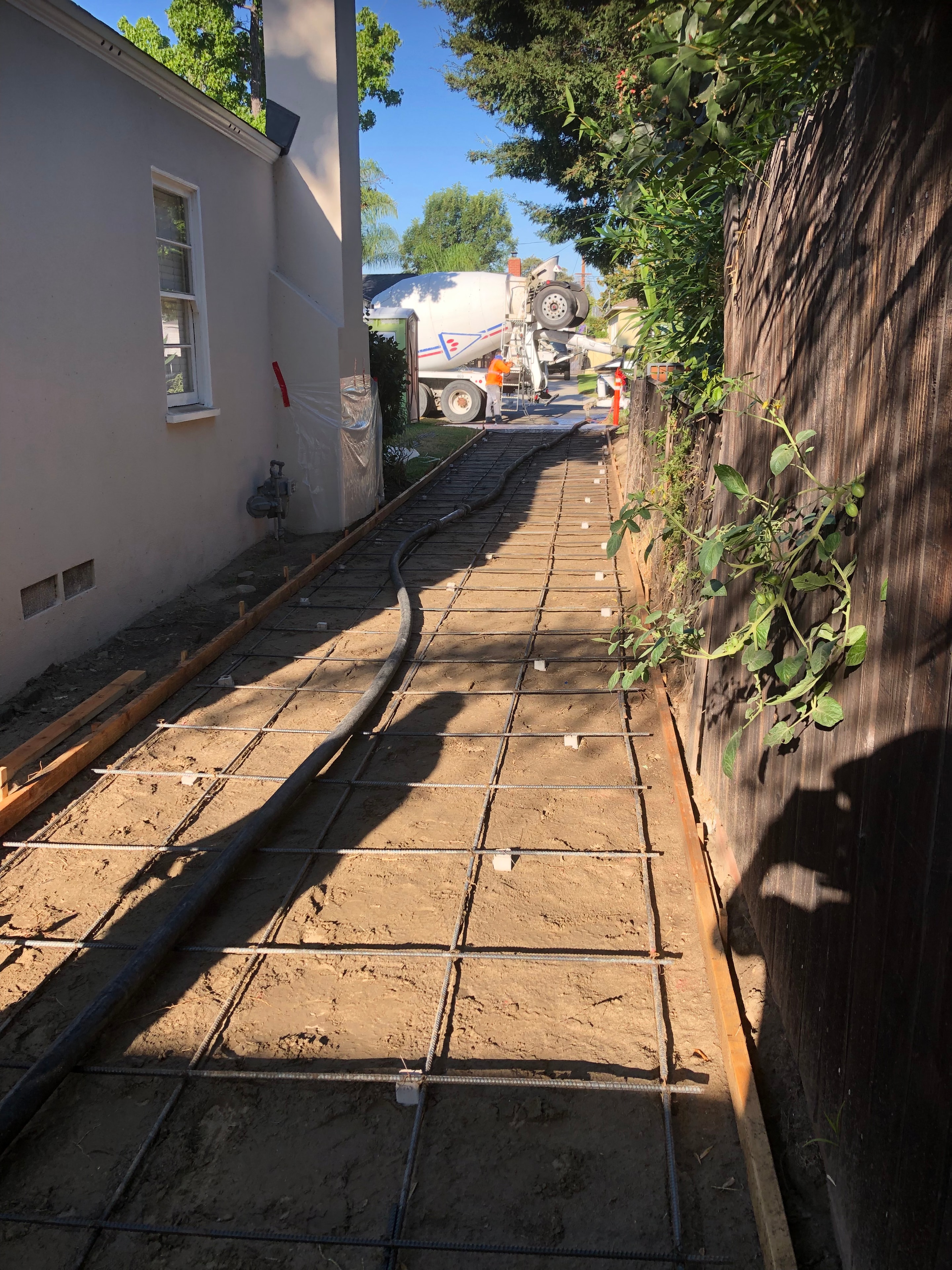 Formwork and rebar for a concrete driveway installation at a Burbank residential property — Concrete Etc., Inc.