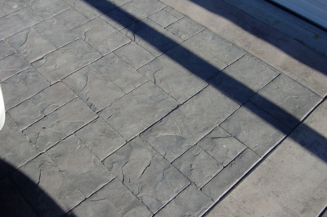 Stamped concrete patio with ashlar pattern in San Fernando Valley — Concrete Etc., Inc.