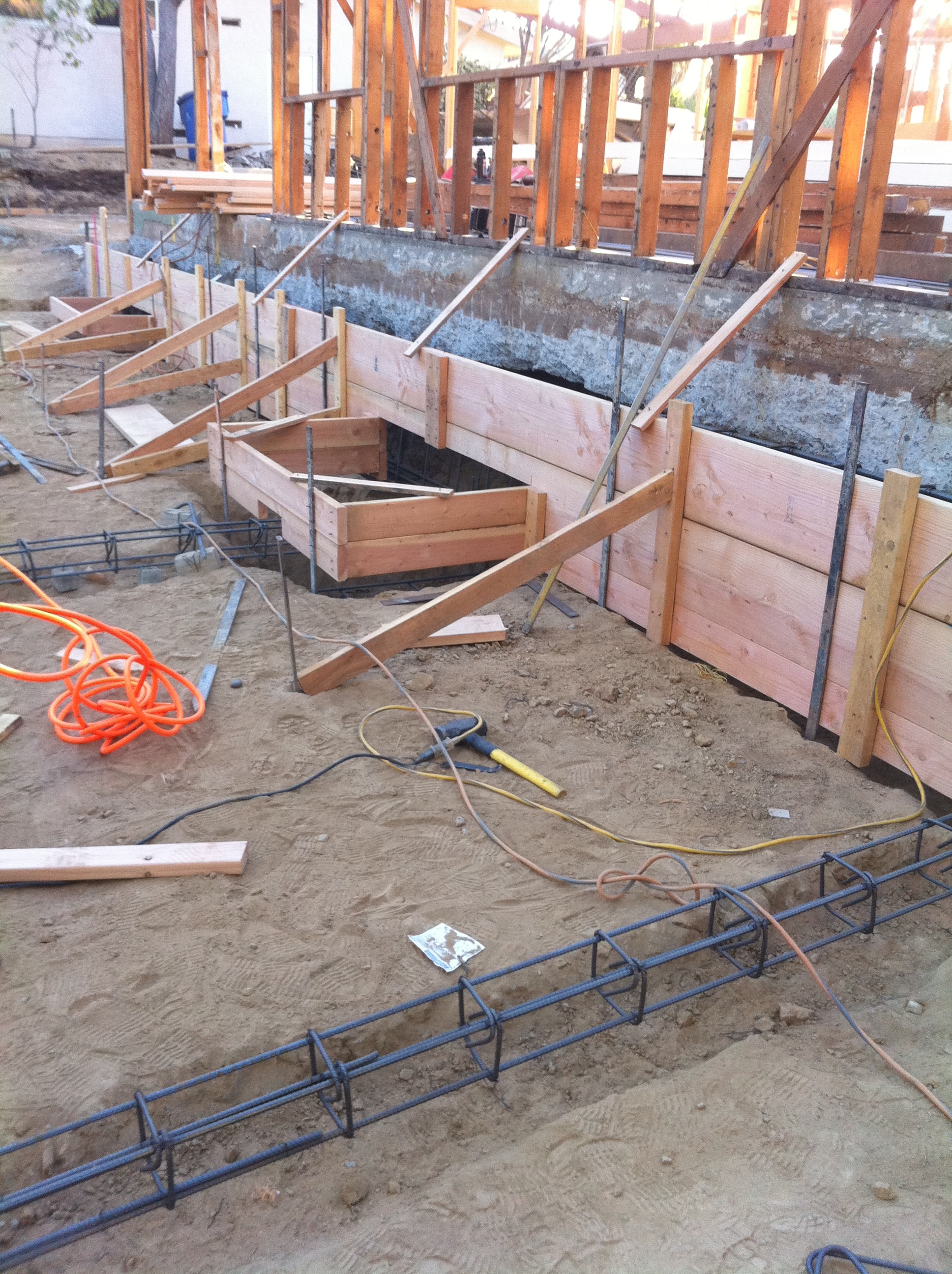 Foundation perimeter footing formwork — Pacific Palisades, CA