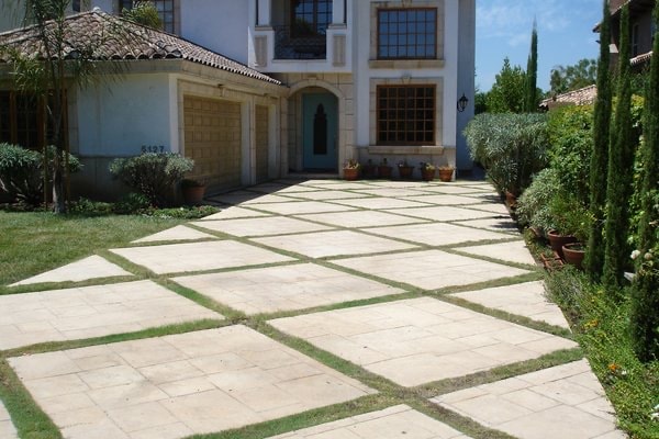 Concrete driveway with grass joints — San Fernando Valley