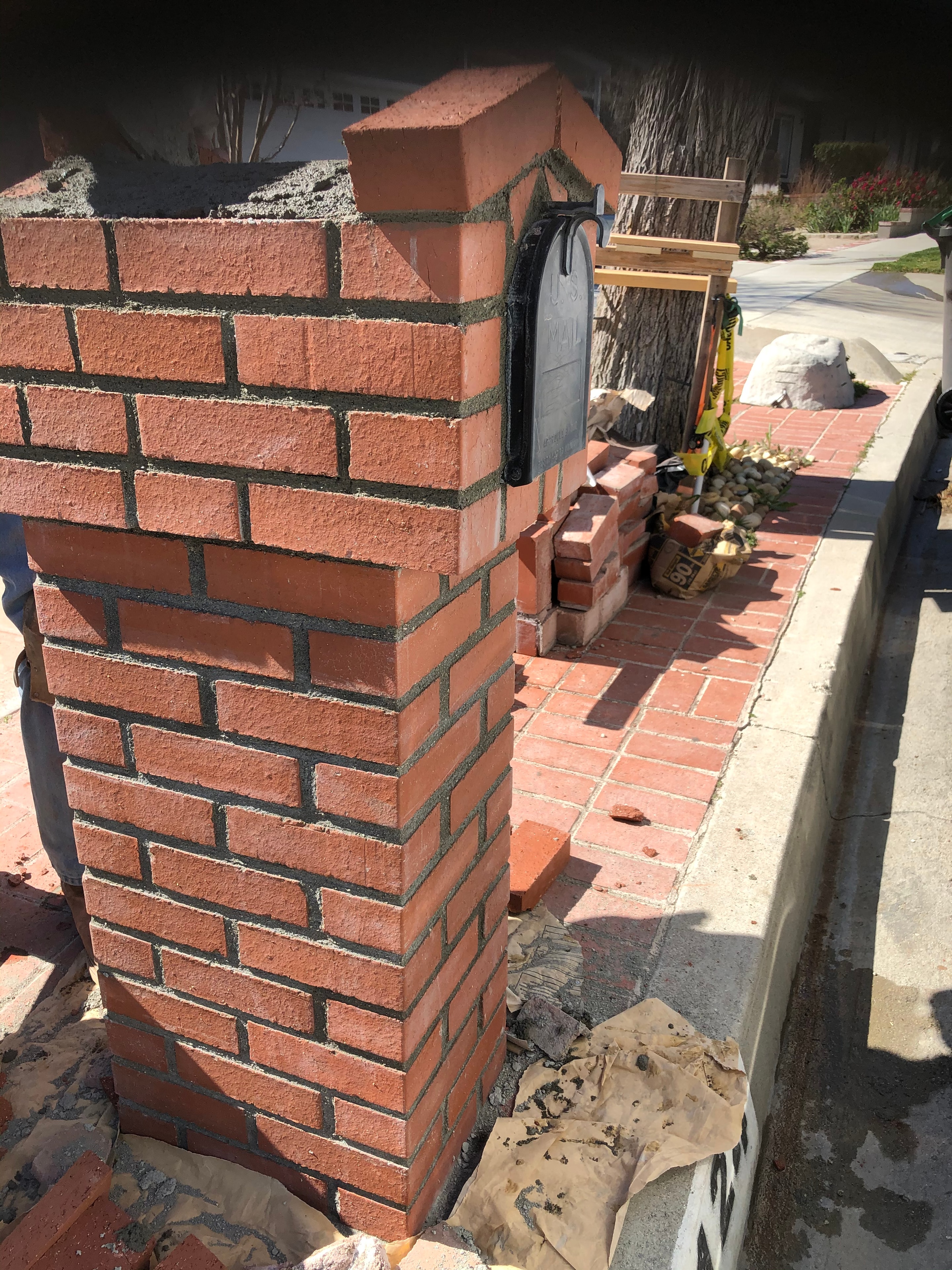 New brick mailbox masonry construction — Santa Clarita, CA