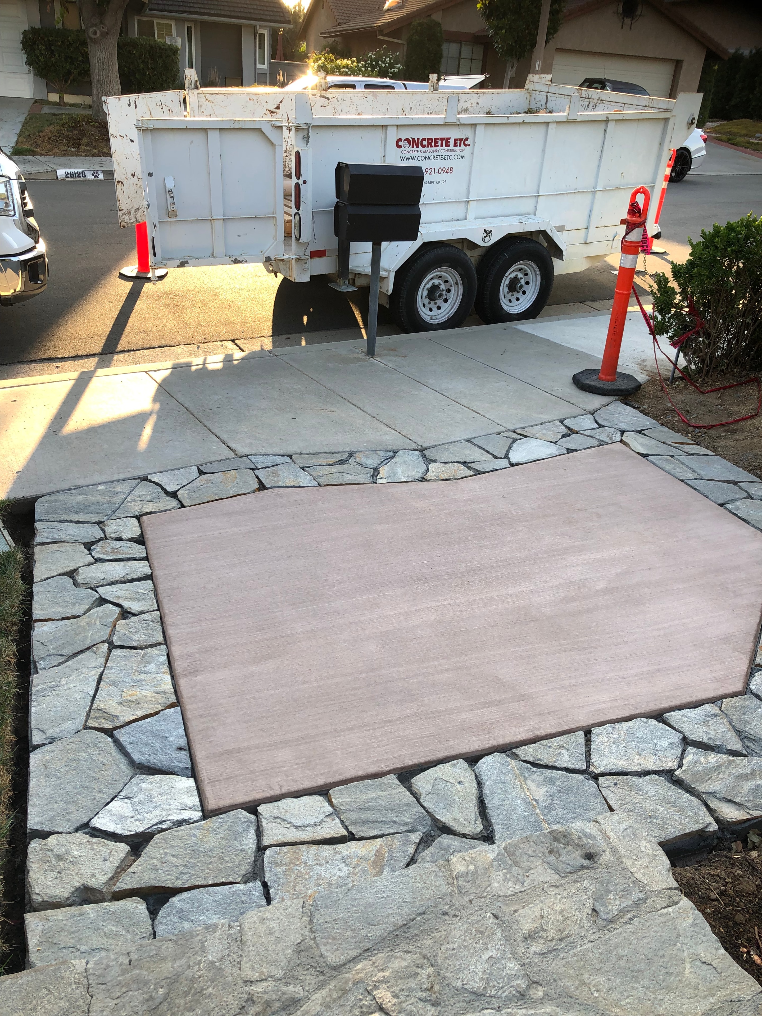 Concrete landing with natural flagstone repair — Santa Clarita, CA