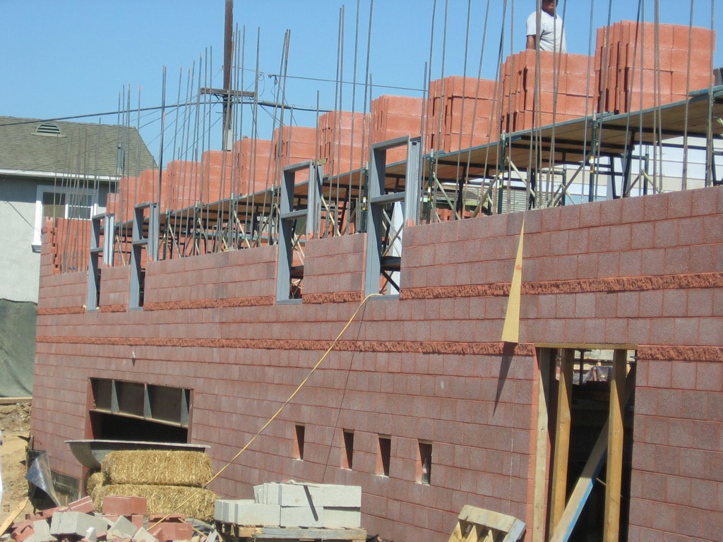 CMU masonry block wall construction by Concrete Etc. in the San Fernando Valley