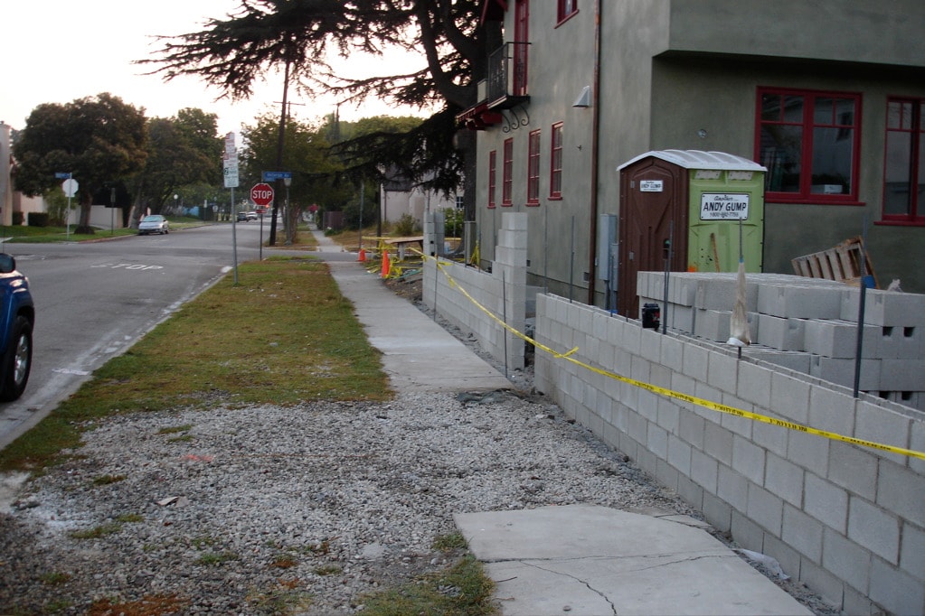 Natural stone masonry wall construction by Concrete Etc. in Los Angeles